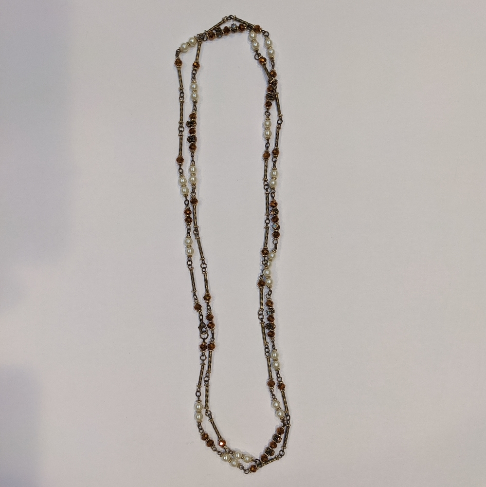Pearls with Brown Stones Necklace